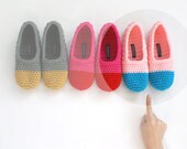 Crochet Slippers in Baby Pink and Azure