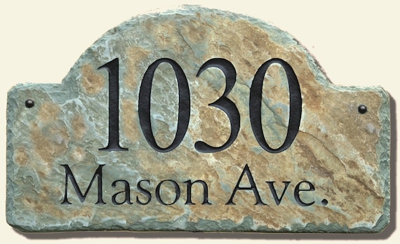 Address Plaque ARCH / CARVED STONE / Sign / by TMichaelStudio
