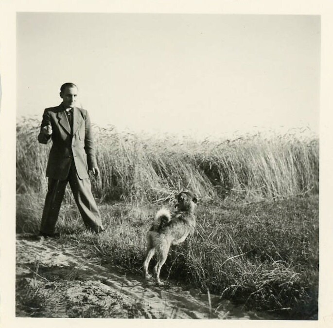 Vintage Photo "Man and Best Friend", Photography, Paper Ephemera, Snapshot, Old Photo, Collectibles - 0003