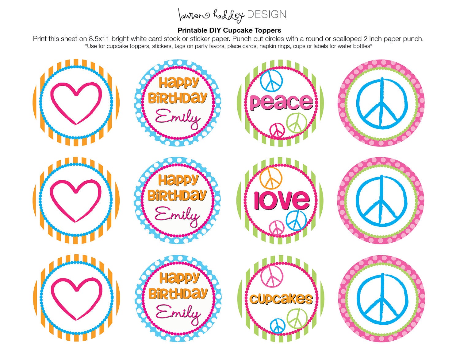 DIY Printable Peace Party Cupcake Toppers Il_570xn