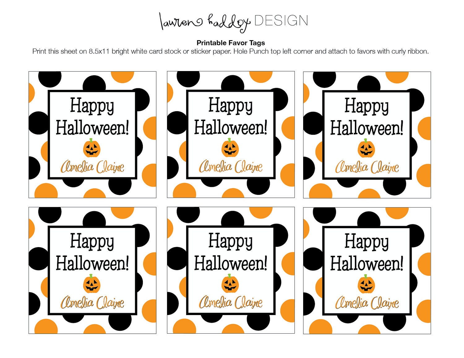 DIY, Personalized Happy Halloween favor tags Il_570xn