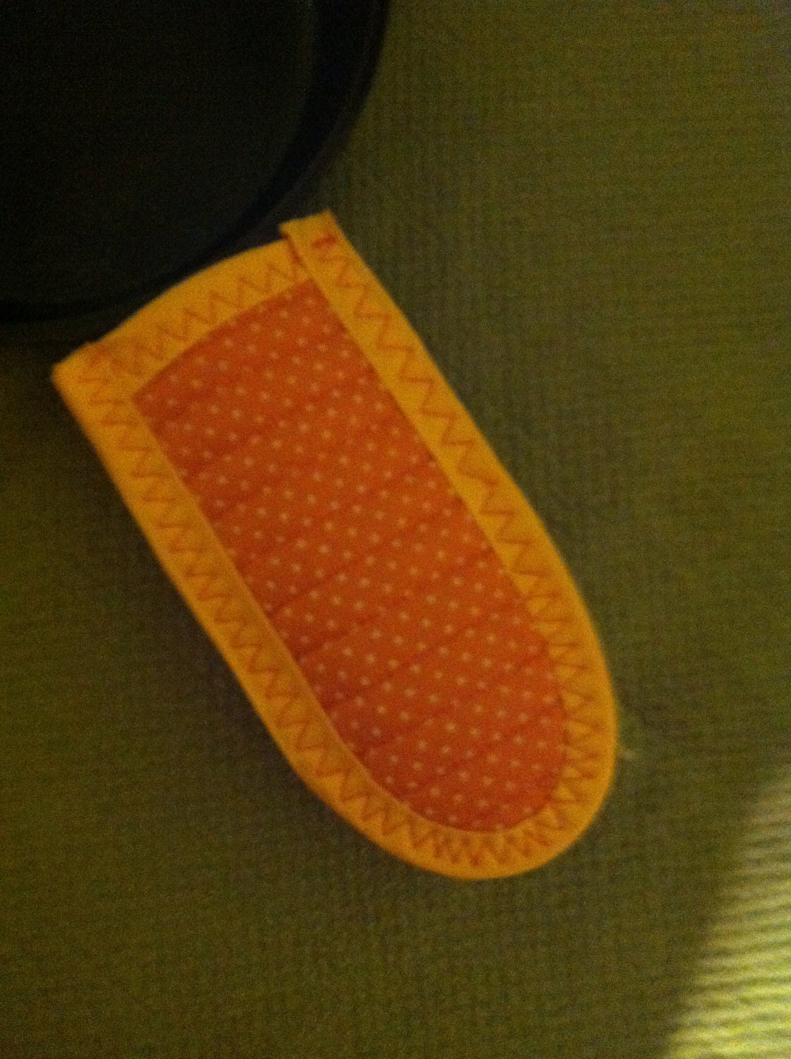 Cast Iron Handle Pot Holder: Yellow Polka Dots with Orange