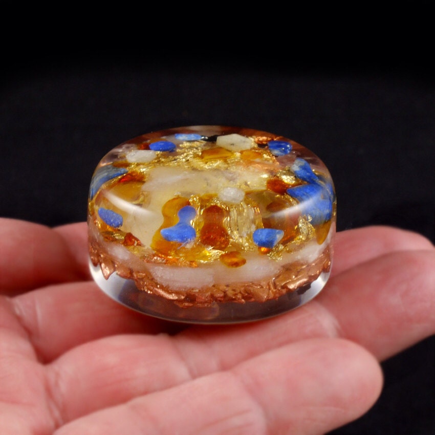Pocket Orgone Energy Generator. Arkansas Crystal, Lapis Lazuli, Tourmaline, Selenite, Rhodizite, Phenacite, Copper Nuggets  (235)