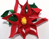 Poinsettia Ribbon Sculpture Hair Clip or Pin