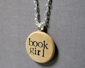 Quirky "Book Girl" Hand Stamped Pendant Necklace for Book Nerds