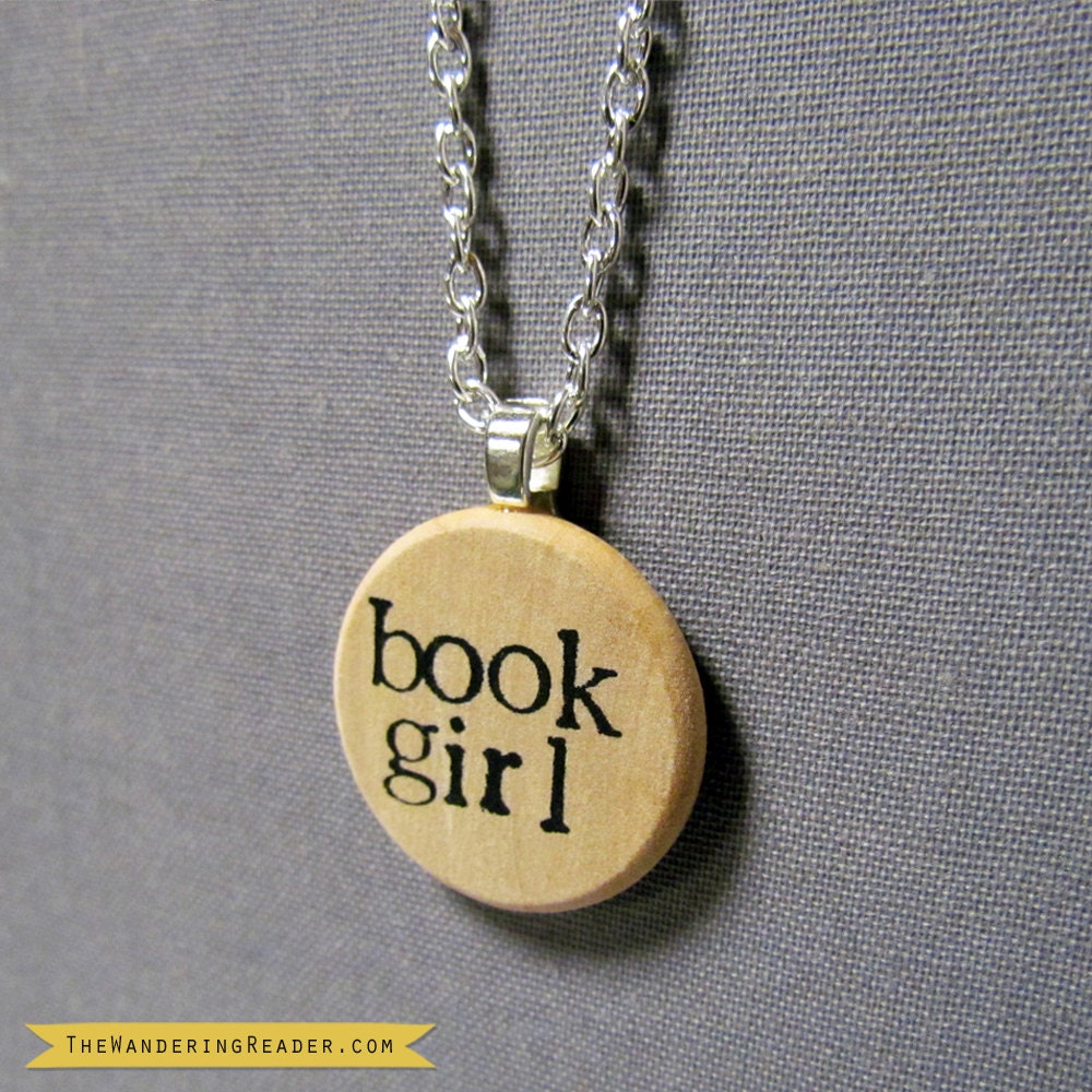 Quirky "Book Girl" Hand Stamped Pendant Necklace for Book Nerds
