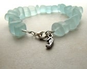 Seaglass Sea Glass Bracelet Seahorse Sea Horse Charm Aqua  BellinaCreations Bellina Creation