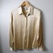 vintage 80s champagne gold silk blouse / womens large/ size 14
