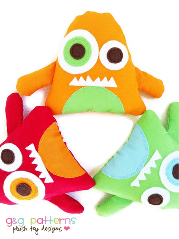 Monster Toy Sewing Pattern - Mini Monsters - Party Favors/Ornaments/Baby Mobile - PDF