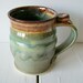 Handmade Mug, Pottery Coffee Mug in Green and Brown by RiverStone Pottery