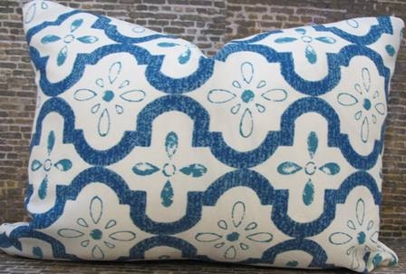 Designer Pillow Cover - Moroccan Aquamarine - 12 x 16 - Indoor/Outdoor