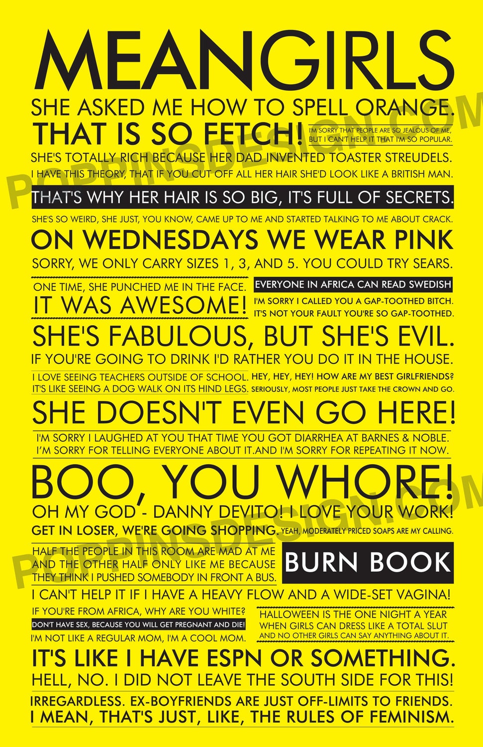 11x17 Mean Girls Quote Poster