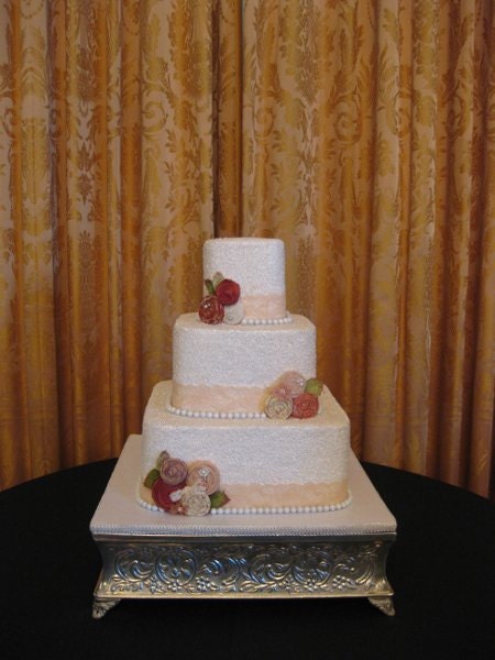 Custom Bridal Wedding Rolled Rosettes Decoration Shabby Chic Cake Topper