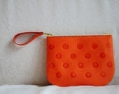 Hand Stitched Leather Dot Pattern Pouch
