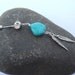 Turquoise Chunk with Feather Dangle Belly Ring 14 Gauge