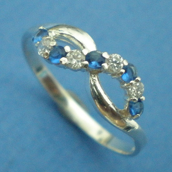 Alternate Color Knot Infinity Silver Ring with Created Diamond - Reserved for Karin T