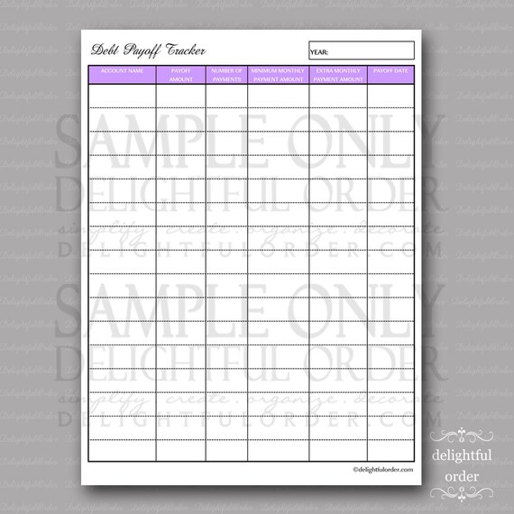 Debt Payoff Tracking Form PDF Printable File by DelightfulOrder