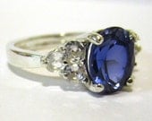 Custom Sapphire and Silver Engagement Ring