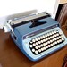 Working Antique Typewriter Smith Corona with case Two Tone Blue