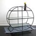 Mid Century Shelf - Vintage Book Shelf with Glass Shelves and Black Metal, Industrial, Bathroom