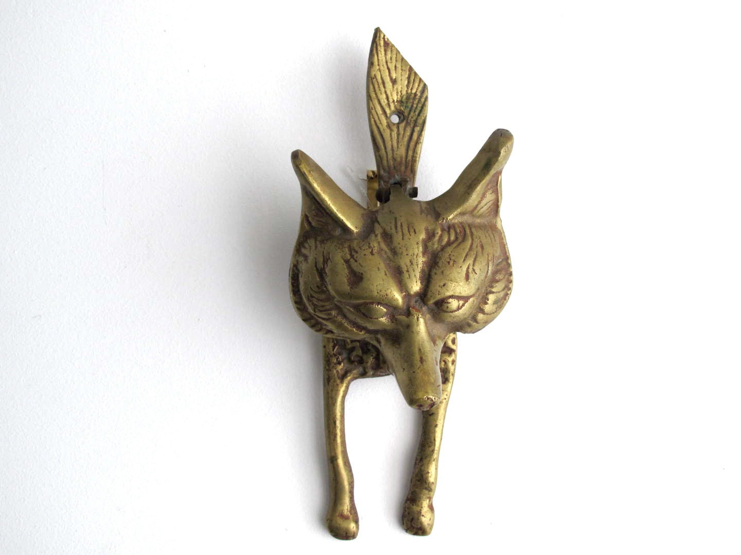 Vintage Door Knocker - Brass Fox / Wolf
