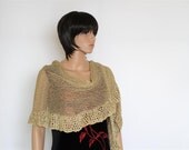 Scarf SHAWL -   A long lovely golden yarn knitted shawl Clothing Accessory