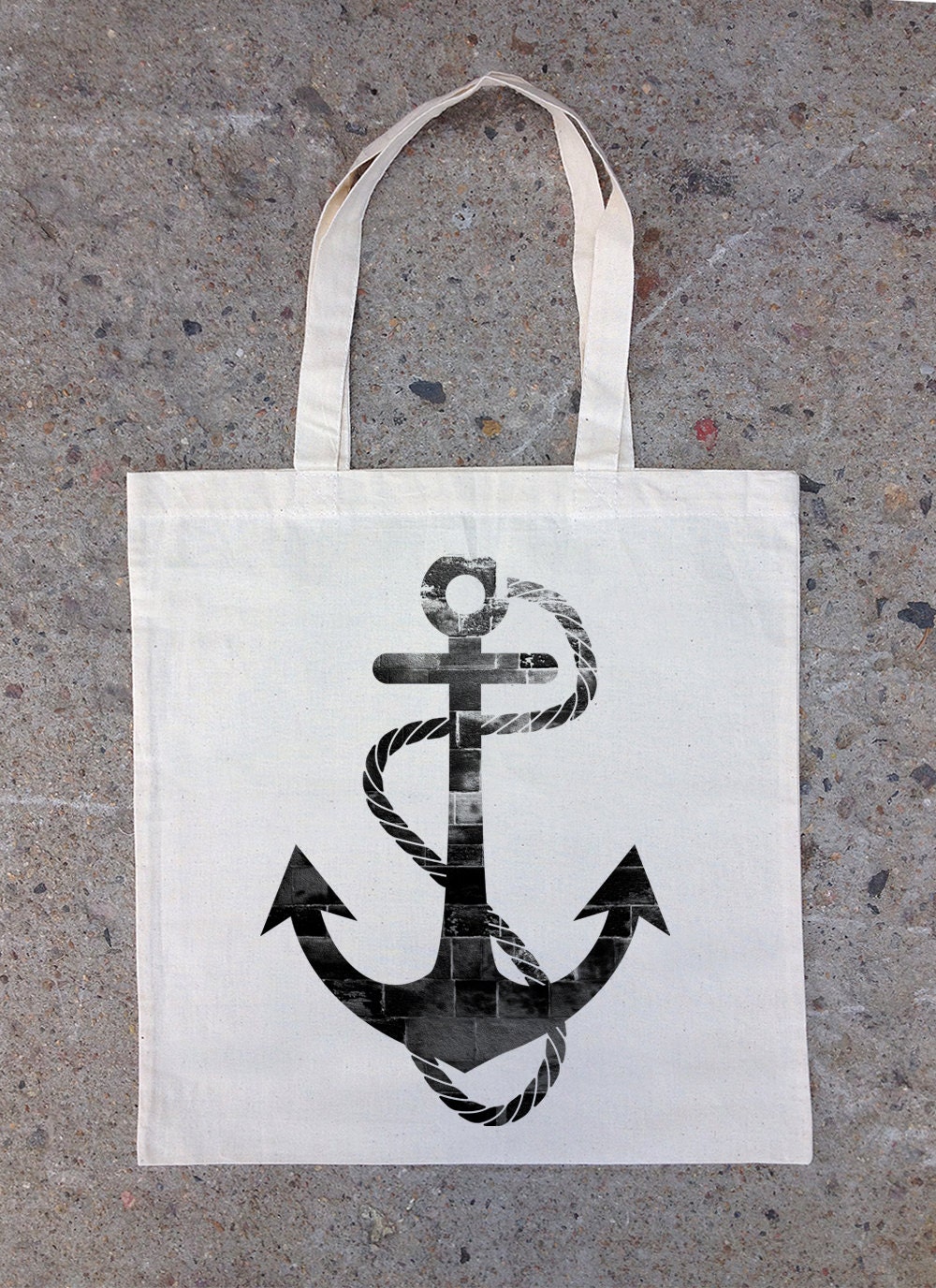 Anchor With Grunge Brick Texture - Natural Cotton Canvas Tote