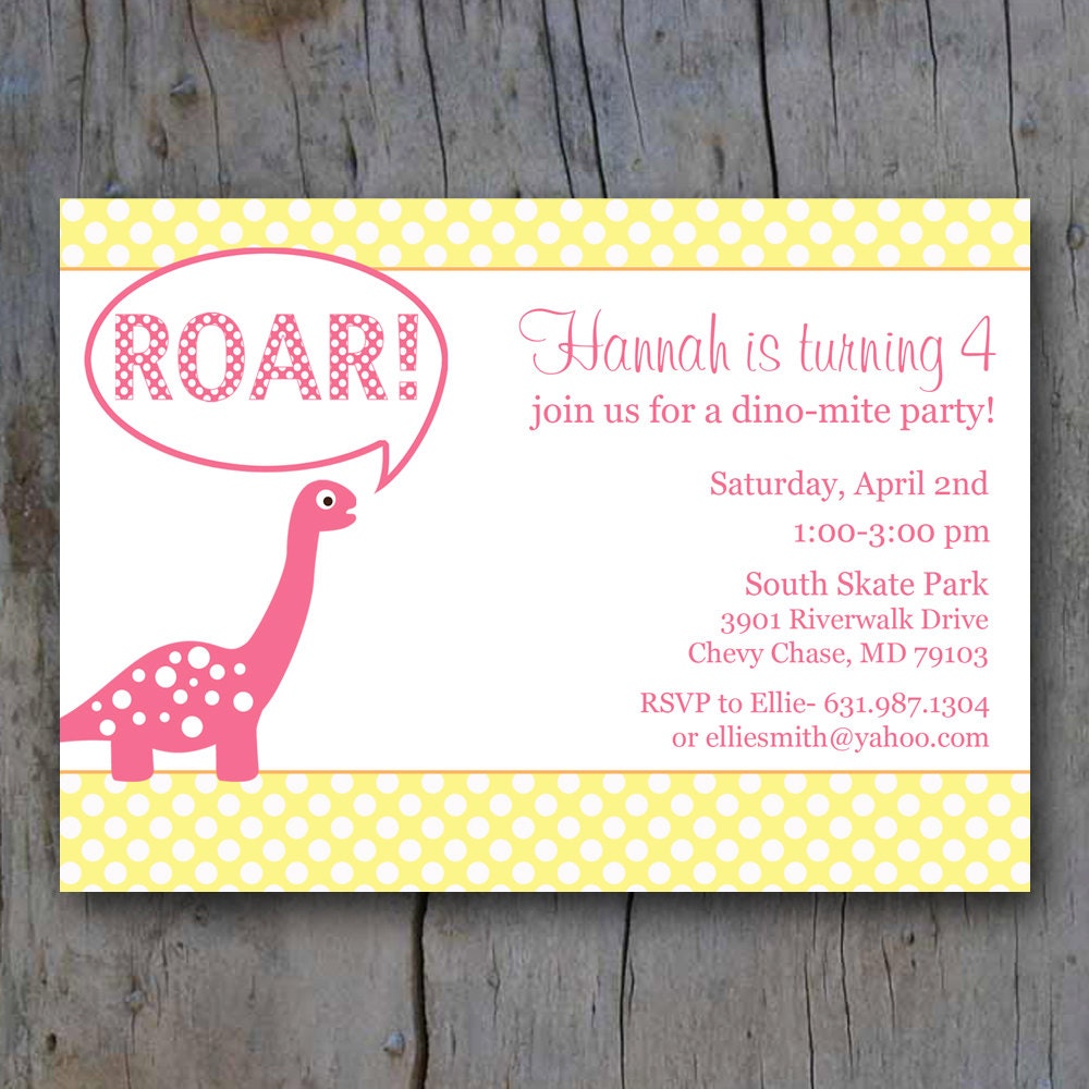 Printable Dinosaur invite for girls Il_570xn