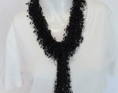 Hairpin Lace Scarf, Solid Black