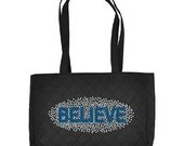 Rhinestone Medium Handbag- BELIEVE Scatter design...MEGA Bling...tote bag microfiber