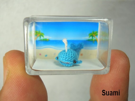 Miniature Blue Whale Dolphin - Micro Amigurumi Crochet Mini Whales - Made To Order