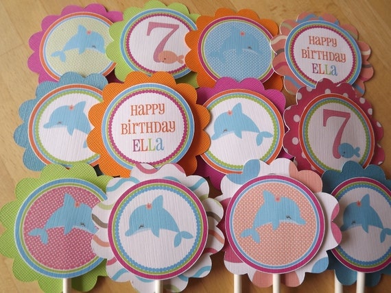 BRIGHT Dolphin Collection: Cupcake Toppers Il_570xn