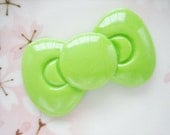 1pc ((LAST)) LL Lime Green Kitty Bow Decoden Cabochon (58x34mm) BL10008