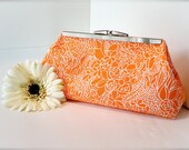 Bridesmaid Clutch - Metal Frame - Dear Stella Orange Flower