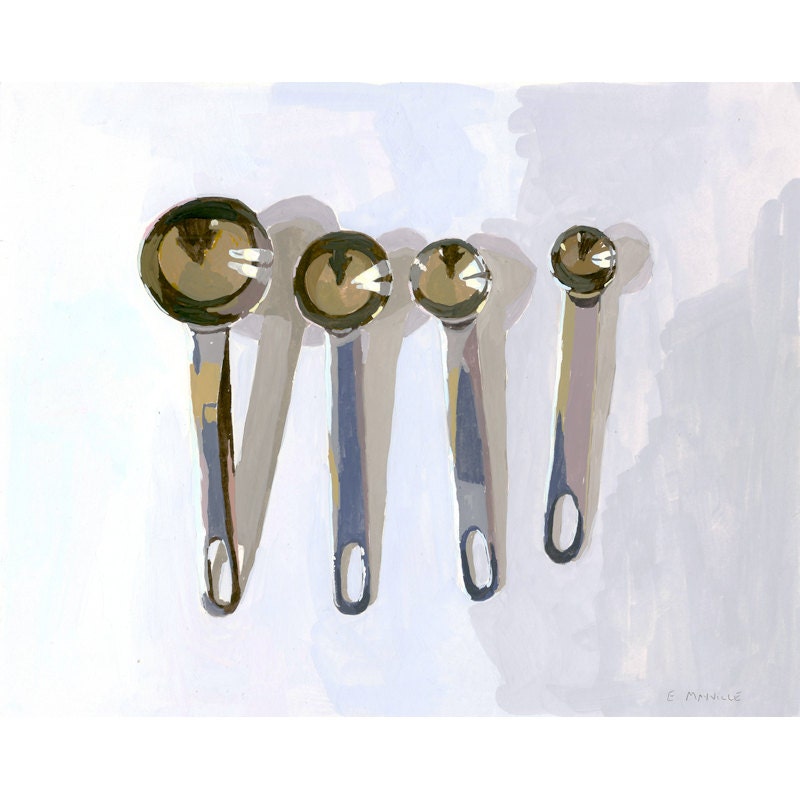 kitchen art - original painting - "Measuring Spoons"