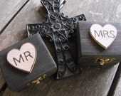 Mr & Mrs Stained Ring Bearer Boxes You Pick Your Colors  Romantic Antique Vintage Inspired Cottage Chic  Alternative Ring Pillow