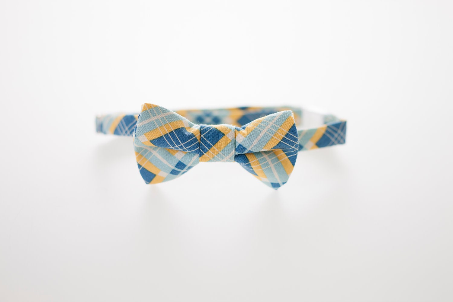 Little Boy Bowtie - Blue and Yellow Squares