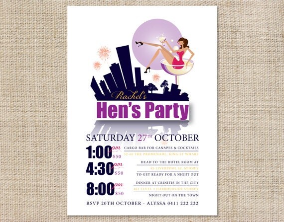 Printable Hen's Night Invitation - Hen's in the City Il_570xn