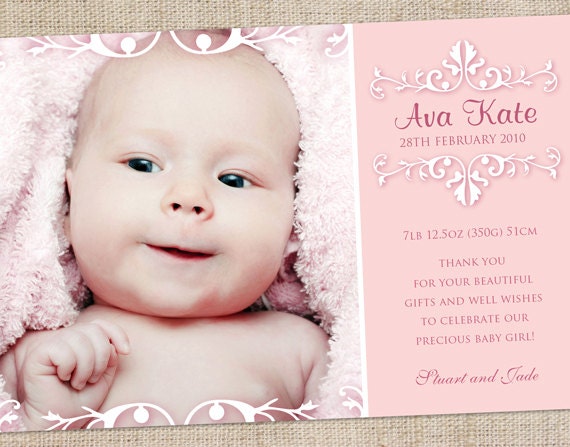 Printable Custom Baby Girl Custom Birth Announcement - Little Princess Il_570xn