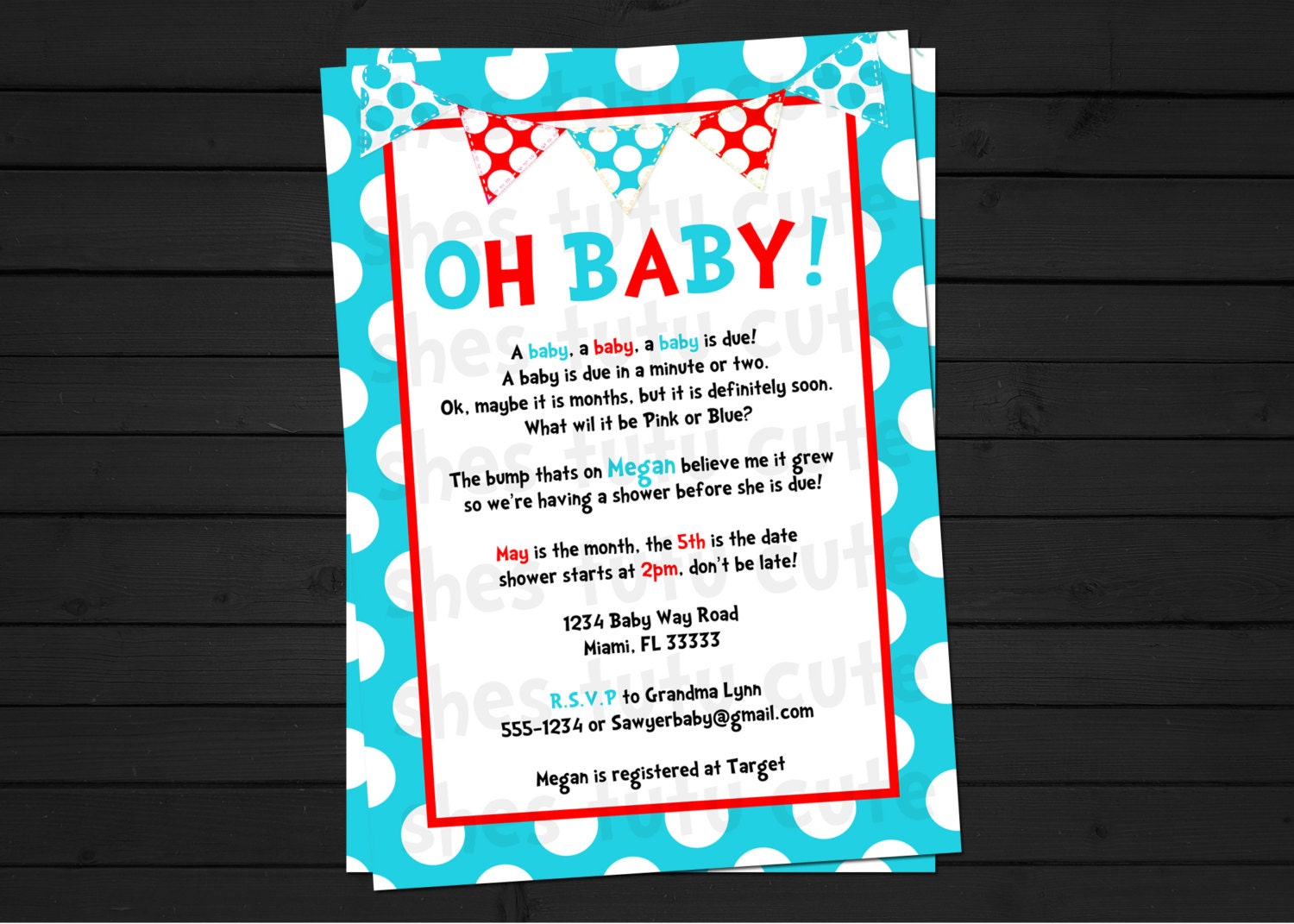 Red, Blue & White Baby Shower Invitations Digital File YOU-PRINT Il_170x135