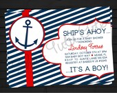 Ships Ahoy Nautical Baby Shower Blue/Pink/Yellow Invitation Digital File YOU-PRINT Il_170x135