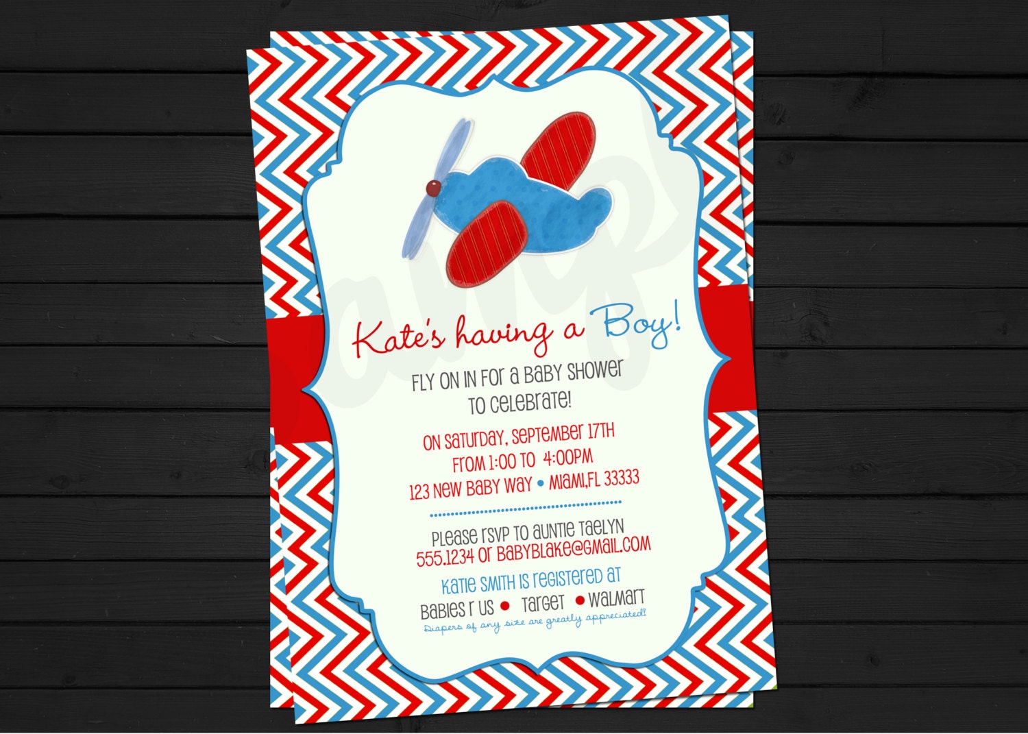 Airplane Baby Shower Invitation Digital File YOU-PRINT Il_570xn