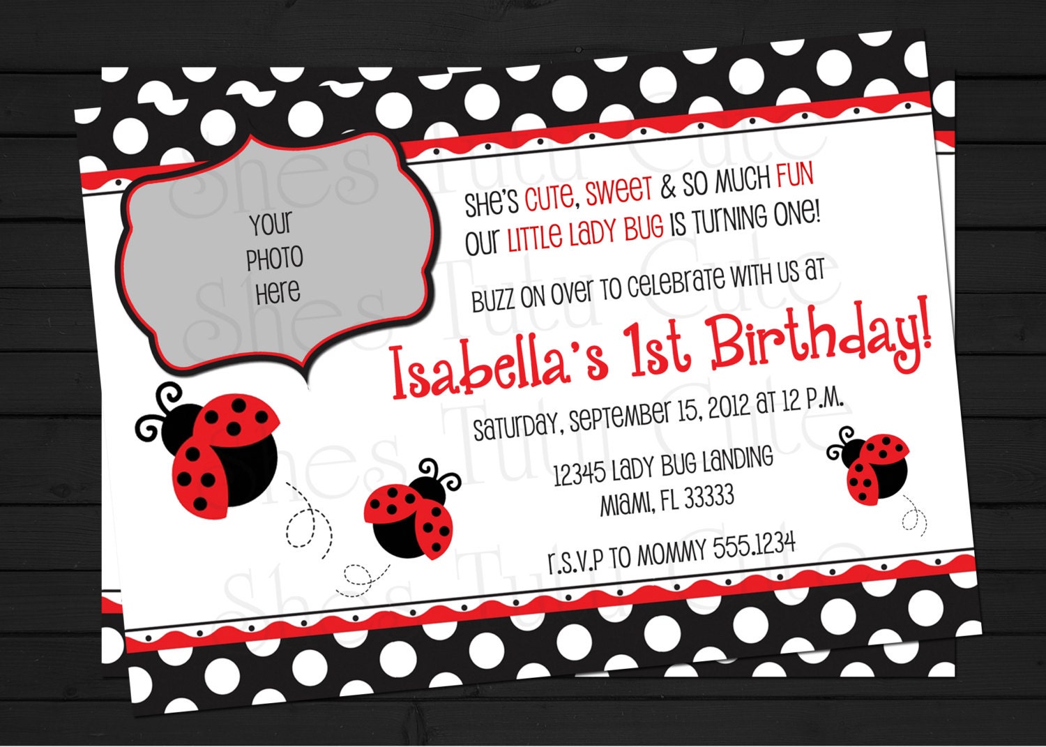 Lady Bug Birthday Invitation Digital File YOU-PRINT Il_570xn