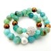 Swarovski Crystal Bead Bracelet with Chocolate Bronze Czech Glass and Blue Beads