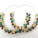 Colorful Silver Beaded Jewelry/ Wire Wrapped Beaded Hoop Earrings/ Women Swarovski Earrings