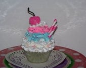 Pastel Pink, Blue, White Fake Cupcake cute Christmas Cupcake for Holiday Decorations and Display, Cupcake Christmas Ornaments, Gifts