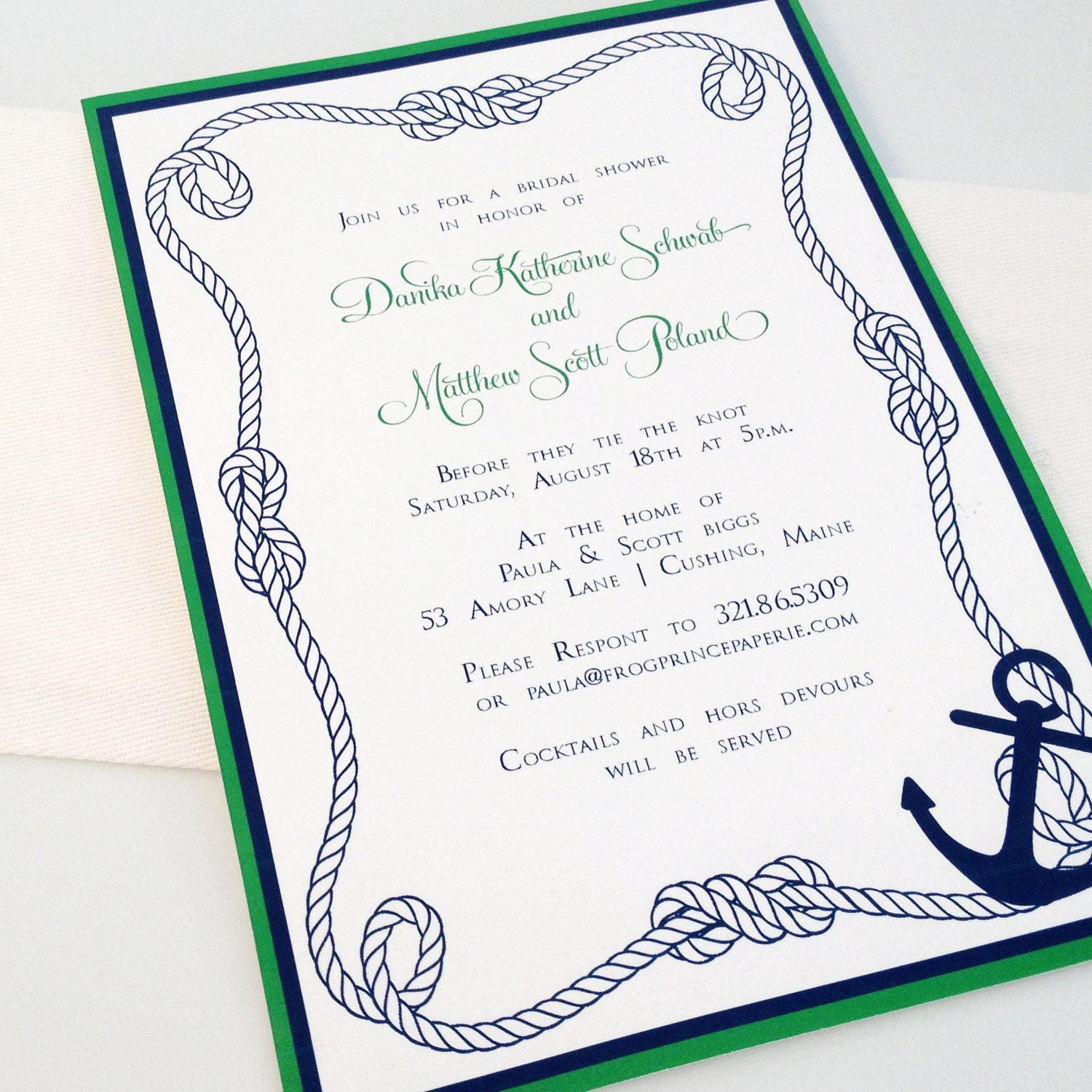 Modern Nautical Custom Bridal Shower Invitation - DIY Printable