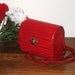 Vintage Red Wooden Shoulder Bag / Rope Strap / Small