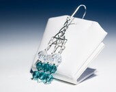 Winter Wedding Chandelier Crystal Earrings Bridal Bridsmaid Jewelry Glamour Blue Swarovski Earrings