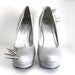 Asymmetrical Spiked Pumps - Silver Glitter